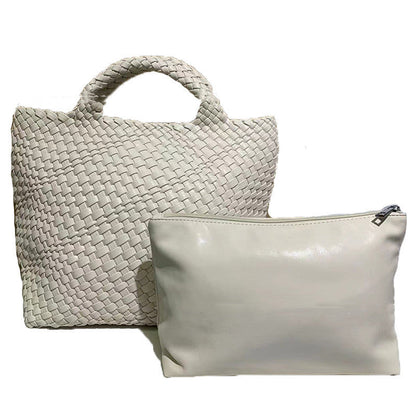 Seana | Strand Shopper – Gevlochten Dames Tas met Pouch