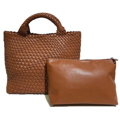 Seana | Strand Shopper – Gevlochten Dames Tas met Pouch