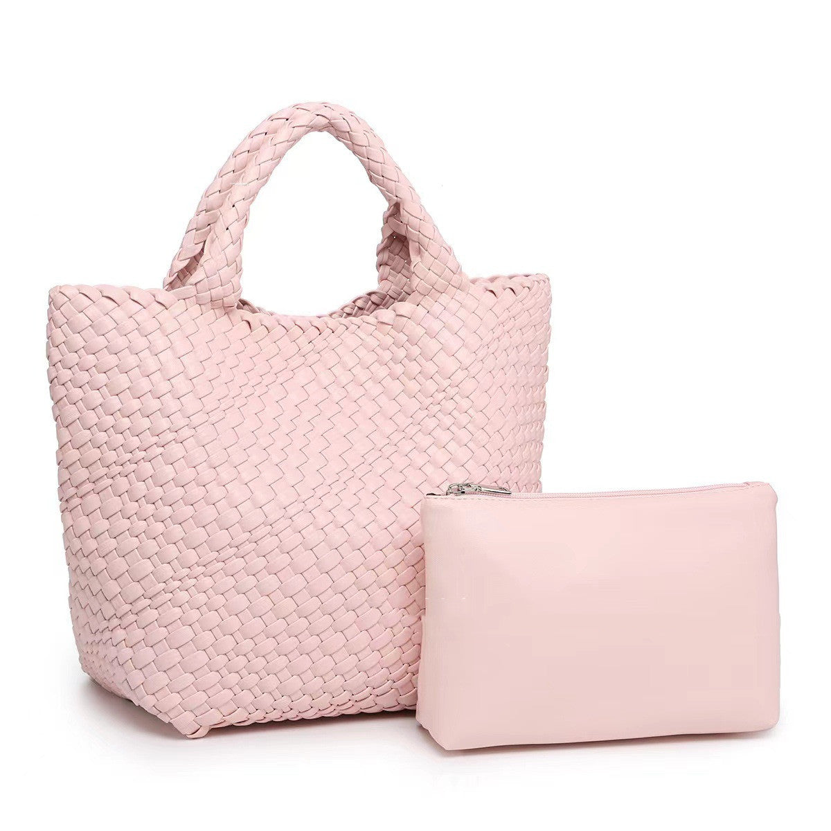 Seana | Strand Shopper – Gevlochten Dames Tas met Pouch