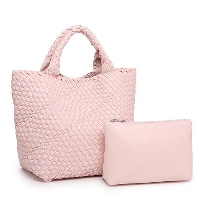 Seana | Strand Shopper – Gevlochten Dames Tas met Pouch