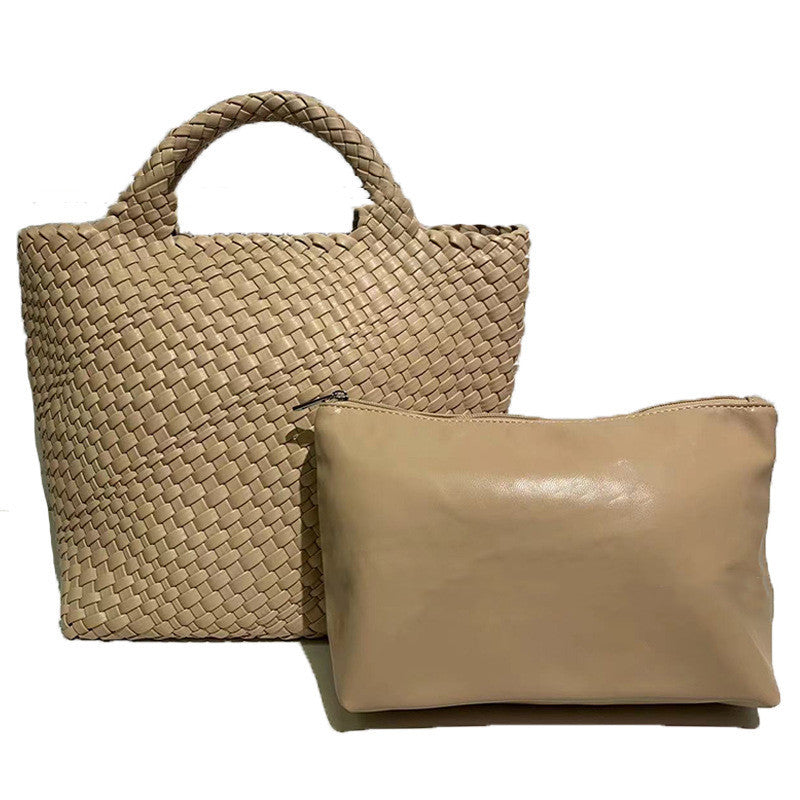 Seana | Strand Shopper – Gevlochten Dames Tas met Pouch
