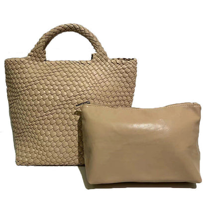 Seana | Strand Shopper – Gevlochten Dames Tas met Pouch