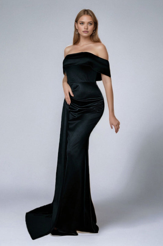 Seraphine | Off-Shoulder Satijnen Jurk met Elegante Glans