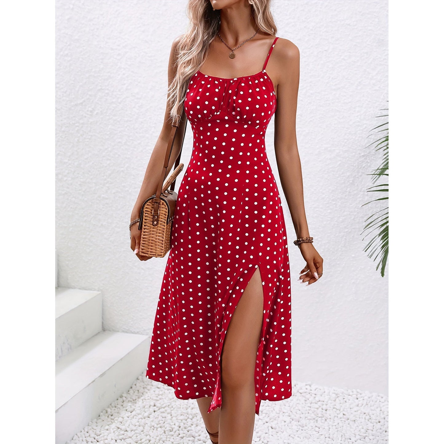 Yinthe | Lange Jurk met Polkadotprint