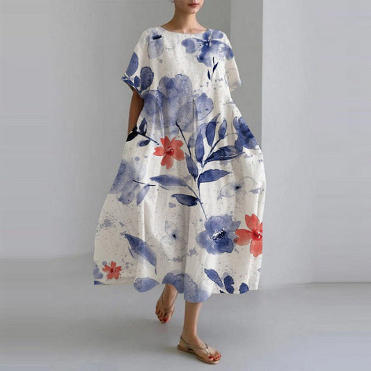 Jamies | Elegante high-end jurk met ronde hals en losse pasvorm