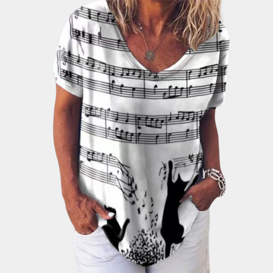 Gillina | Trendy Zomertopje met Kattenprint voor Dames