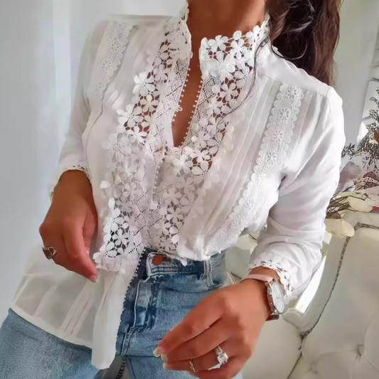 Fress | Luchtige Kantblouse met Verfijnde Details