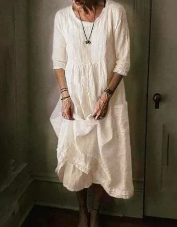 Carmin | Relaxte katoenen linnen jurk met oversized fit