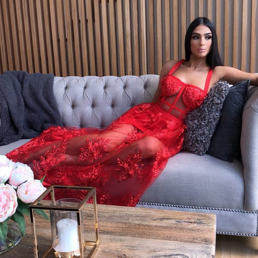 Elea | Vloeiende Mesh Jurk met Bloemen voor Zwoele Dagen