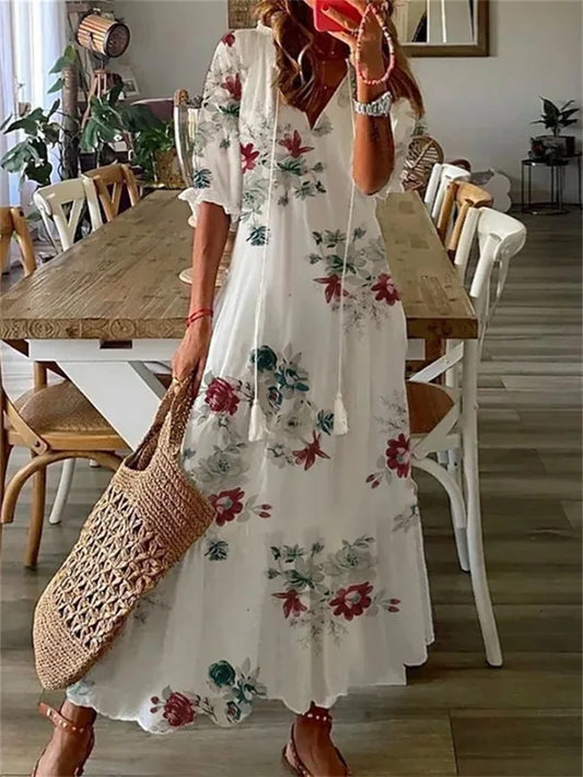 Kyona | Maxi Jurk vol Zomerse Pracht en Vrouwelijkheid