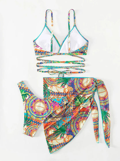 Océane | Statement bikini set met gedurfde print en rok