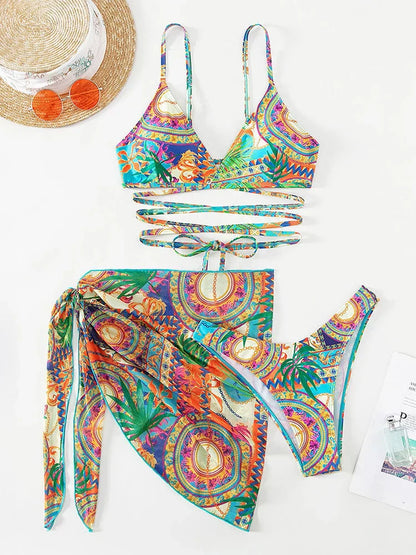 Océane | Statement bikini set met gedurfde print en rok