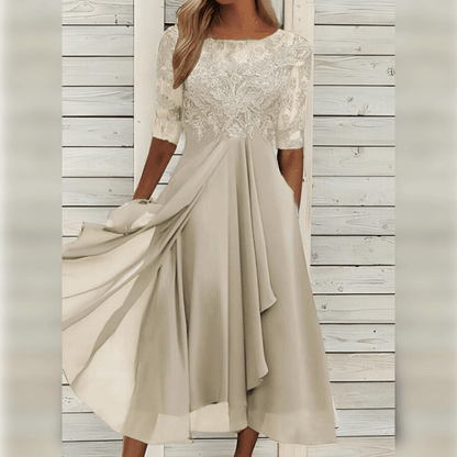 Kalina | Luchtige Midi Jurk vol Zomerse Elegant