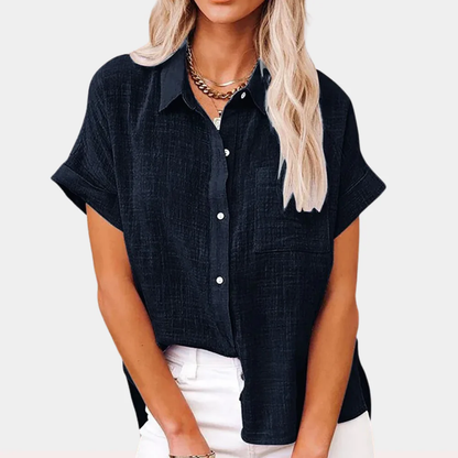 Felice | Zomerse Linnen Blouse met Knopen en Relaxte Pasvorm
