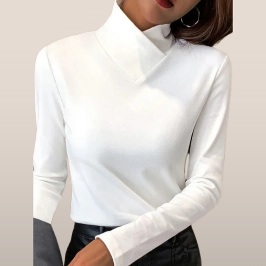 Isaline | Vrouwelijke Top met Elegante Asymmetrische Kraag