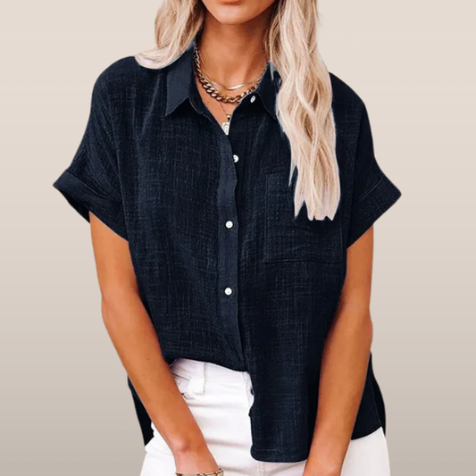 Felice | Zomerse Linnen Blouse met Knopen en Relaxte Pasvorm