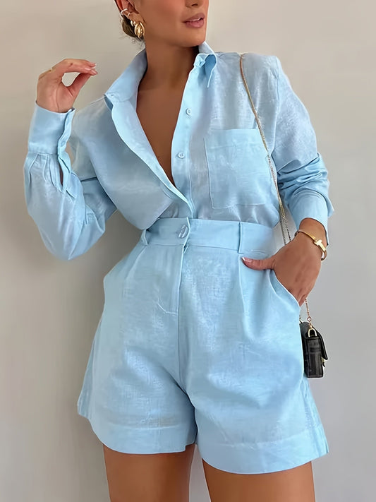 Aubrey | Zomerse Linnen Short & Blouse Set