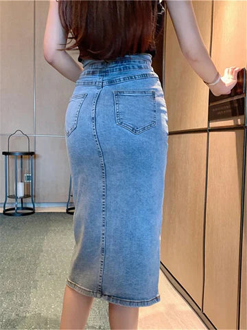 Messia | Zomerse Midi Spijkerrok voor Dames in Denim