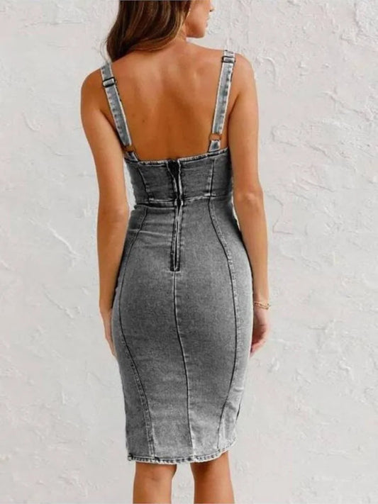 Kyomi | Zomerse Jeansjurk met Speelse Bandjes