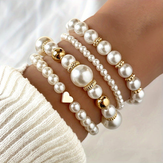 Sakura | Stijlvolle Set van 4 Armbanden met Kunstparels