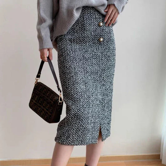 Kelln | Comfortabele Midi Rok met Gebreid Patroon