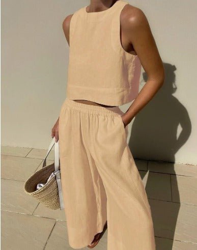 Nina | Cropped Top en High-Waist Broek - Tweedelige Zomerset