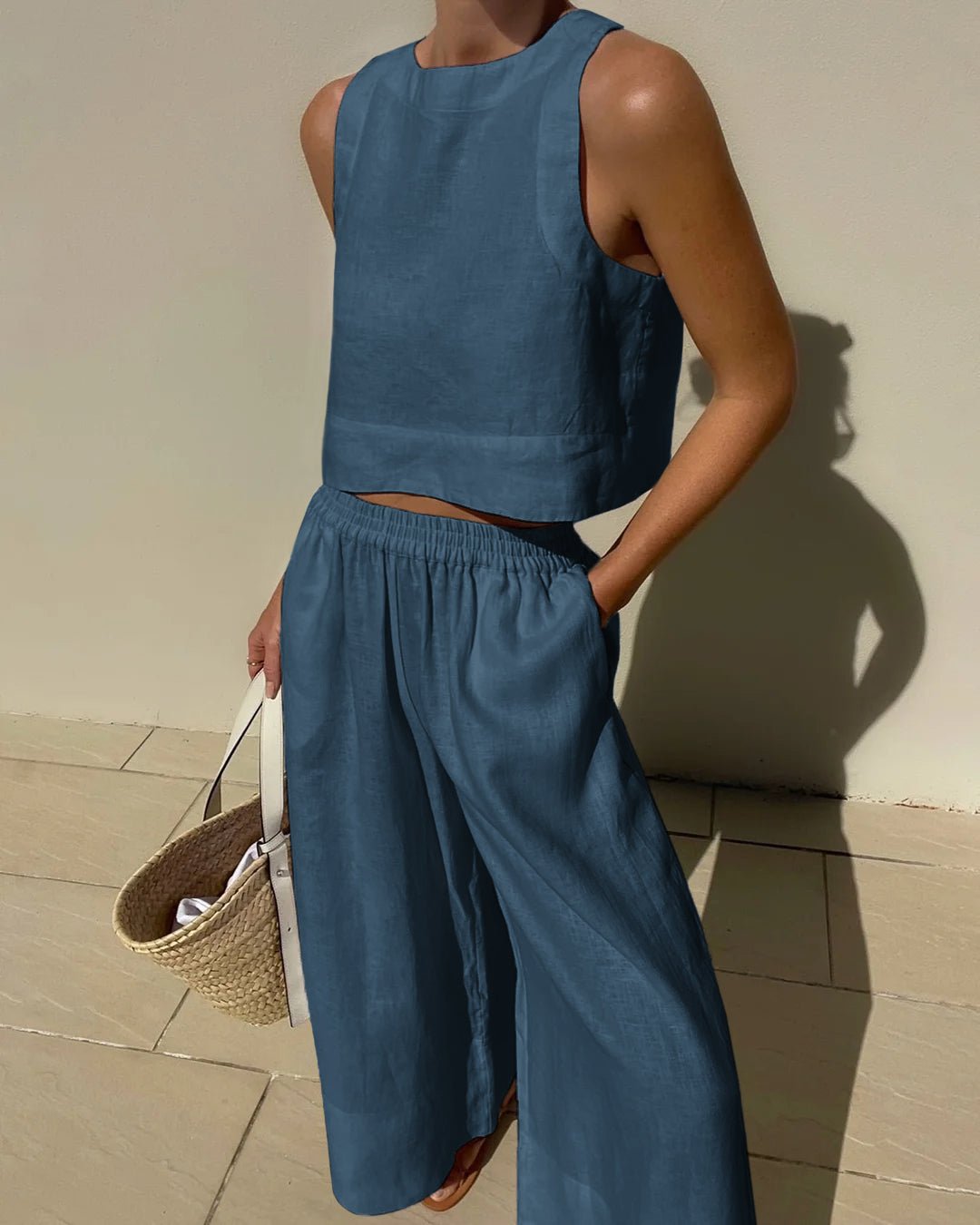 Nina | Cropped Top en High-Waist Broek - Tweedelige Zomerset
