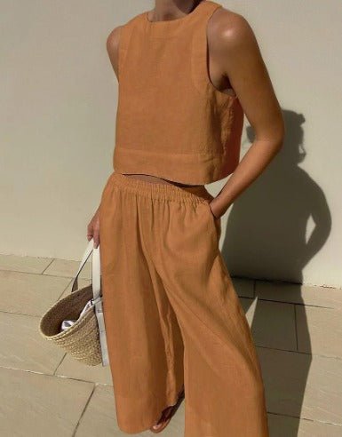 Nina | Cropped Top en High-Waist Broek - Tweedelige Zomerset