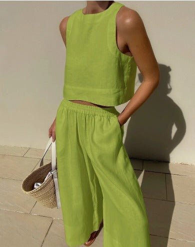Nina | Cropped Top en High-Waist Broek - Tweedelige Zomerset
