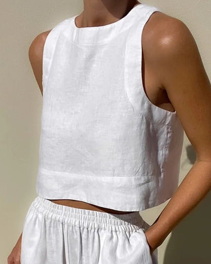Nina | Cropped Top en High-Waist Broek - Tweedelige Zomerset