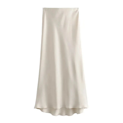 Sandra | Luxe Satijnen Midi Rok voor Dames