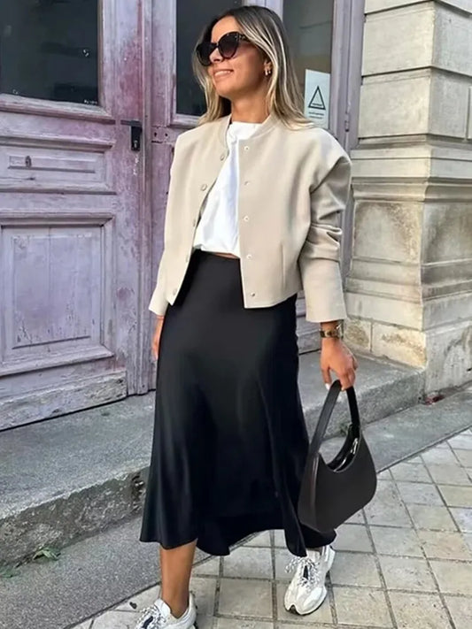 Sandra | Luxe Satijnen Midi Rok voor Dames
