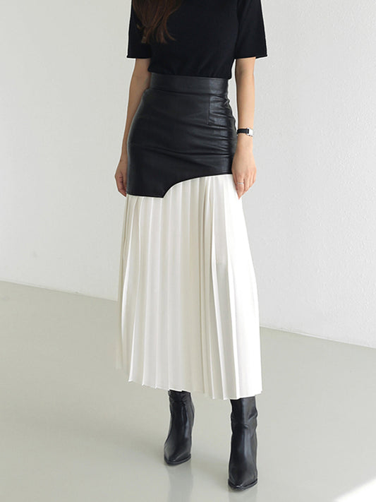 Ella | Gedurfde Chiffon Midi-Rok met Asymmetrische Patchwork